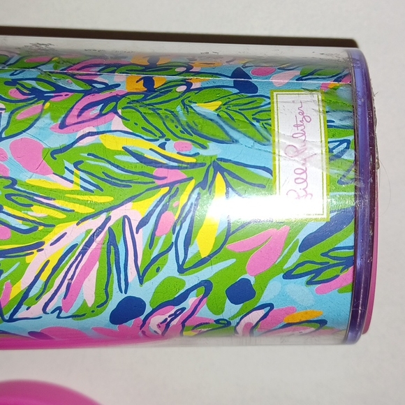 Lilly Pulitzer Hot Spot multi print Fall 2014 pink lid 16 oz Travel Cup - Picture 16 of 17